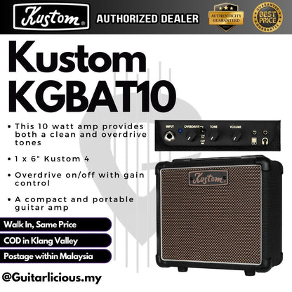 Kustom KGBAT10 Guitar Combo Amplifier Speaker, 10 Watt, 1 X 6" Speaker (KGBAT 10 / KGBAT-10 / 10w )