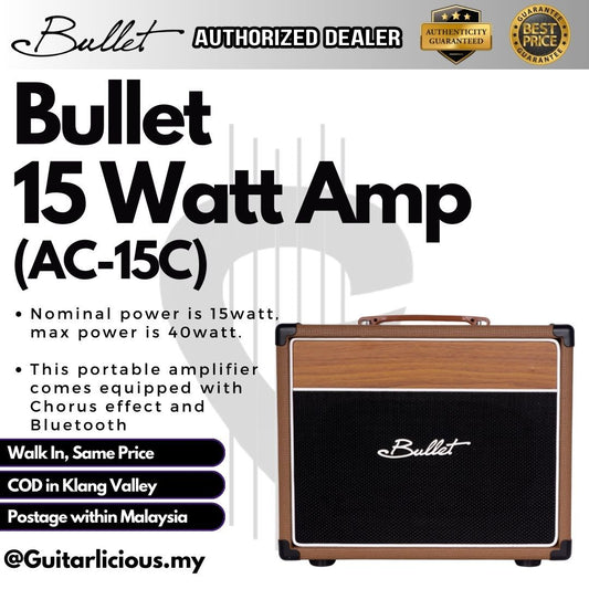 Bullet 15W Acoustic Guitar Amplifier AC-15C + Chorus Effect & Bluetooth ( AC15 / AC15C / AC 15C / 15watt )