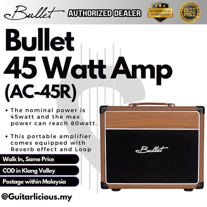 Bullet 45W Acoustic Guitar Amplifier AC-45R with 2 Channel (Mic & Guitar input) + Reverb ( AC45 AC45R AC 45R / 45watt )