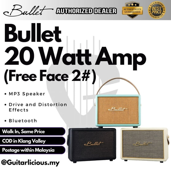 Bullet Electric Amp Free Face 2# 20watt Re-Chargeable Guitar Amplifier MP3 Speaker Drive Distortion With Bluetooth - ( Website Clearance)