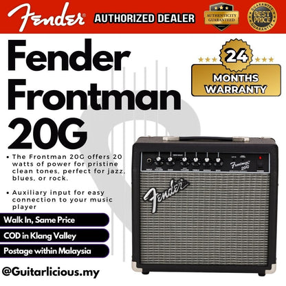 Fender Frontman 20G Guitar with Overdrive Combo Amplifier (20watts / Fender 20 / Frontman 20)