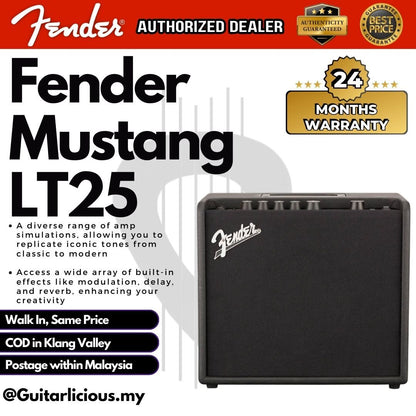 FENDER Mustang LT25 Modelling Amps Guitar Combo Amplifier 25watts ( Mustang 25 / LT-25 )