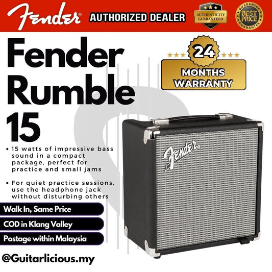 FENDER Rumble 15watt V3 Bass Combo Amplifier, 230V UK (Rumble 15 / rumble15)