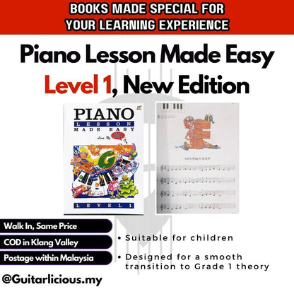 Piano Lesson Made Easy Level 1, New Edition, Book for Children by Lina Ng (Level 1 - Level 3) / ( MPP-4002 ) / Children Music Learning Book