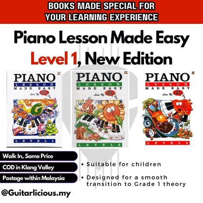 Piano Lesson Made Easy Level 1, New Edition, Book for Children by Lina Ng (Level 1 - Level 3) / ( MPP-4002 ) / Children Music Learning Book