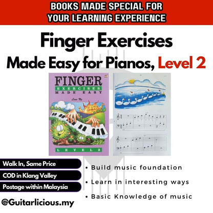 Finger Exercises Made Easy Level 1, Piano Book for Children by Lina Ng (Level 1 - Level 3) / ( MPF-4001 ) / Children Music Learning Book