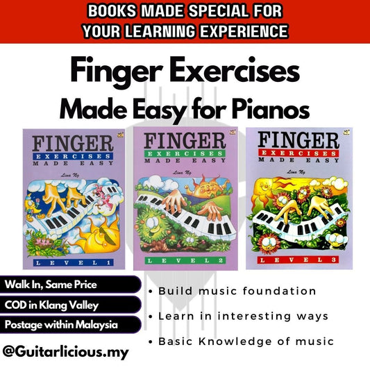 Finger Exercises Made Easy Level 1, Piano Book for Children by Lina Ng (Level 1 - Level 3) / ( MPF-4001 ) / Children Music Learning Book