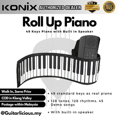 KONIX 49 Keys Portable Roll Up Digital Piano with Built in Speaker - (PN-49 / PN49 / PN 49)