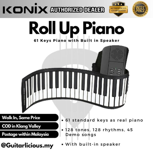 KONIX 61 Keys Portable Roll Up Digital Piano with Built in Speaker - (PN-61S / PN61 / PN 61)