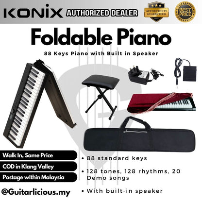 KONIX Foldable 88 Keys Digital Piano with Built in Speaker & Bag (PJ88 C / PJ88C)