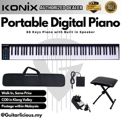 KONIX Portable 88 Keys Digital Piano with Bluetooth & Bag - (PL88)