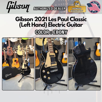 Gibson 2021 Les Paul Classic (Left Hand) Electric Guitar with Hard Case - Ebony