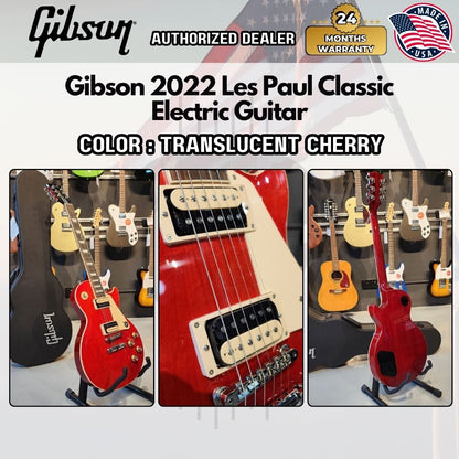 Gibson 2022 Les Paul Classic Electric Guitar with Hard Case - Translucent Cherry