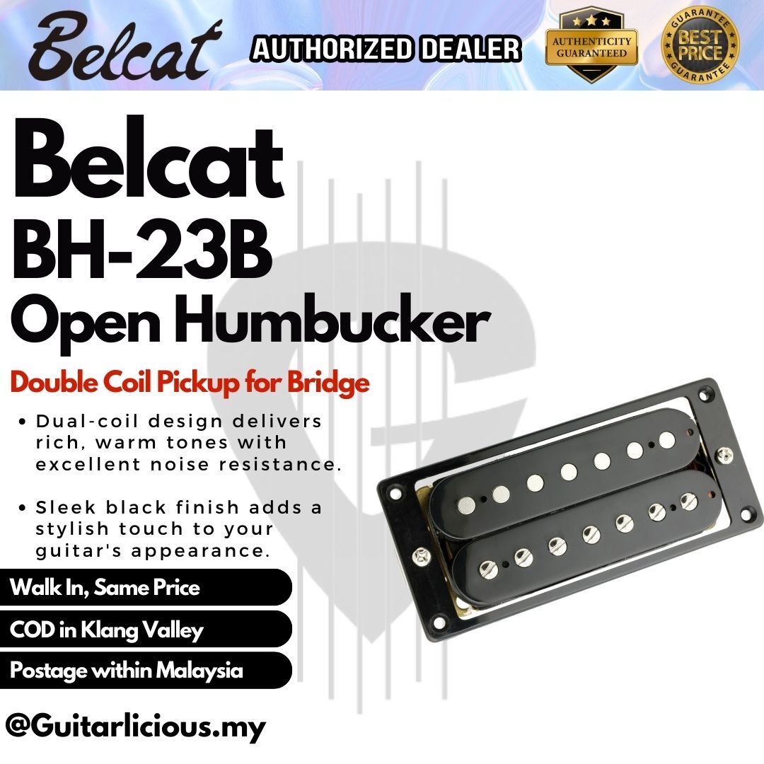 Belcat Open Humbucker Double Coil Pickup for BH-23B (Bridge) & BH-23N  (Neck) (Black) - BH23B / BH23N