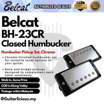 Belcat Closed Humbucker BH-21 Les Paul Humbucker Guitar Neck Pickup Bridge Pickup Set (Chrome) , Set of 2 - BH-21CR