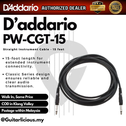 D'Addario Classic Series Instrument Cable 5 / 10 / 15 / 20 feet ( PWCGT / PW-CGT )