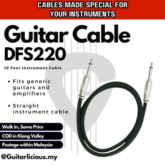 High Performance 3 Meter Instrument Cable for Guitar, Keyboard etc (DFS220-3H)