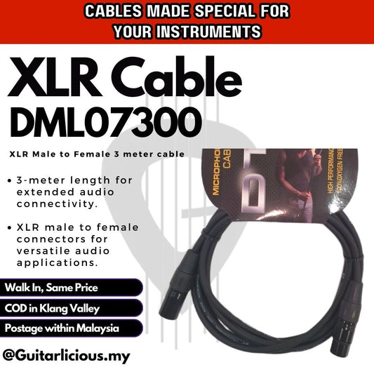 DT Audio Male XLR to Female XLR Microphone cable - 3 / 6 meter ( DMD07300 / DMD07600 / DMD07 / 300 / 600)