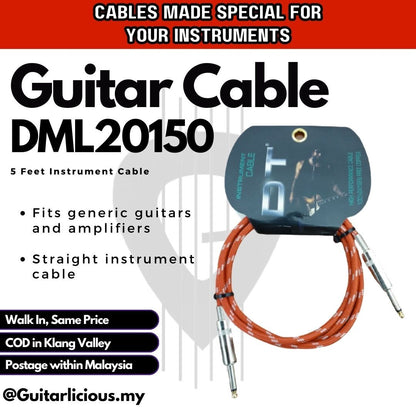 DT Guitar Cable (DML 20150 / DML 20300 / DML 20600 / DML20) 1.5m/ 5ft; 3m/ 10ft; 6m/ 20ft