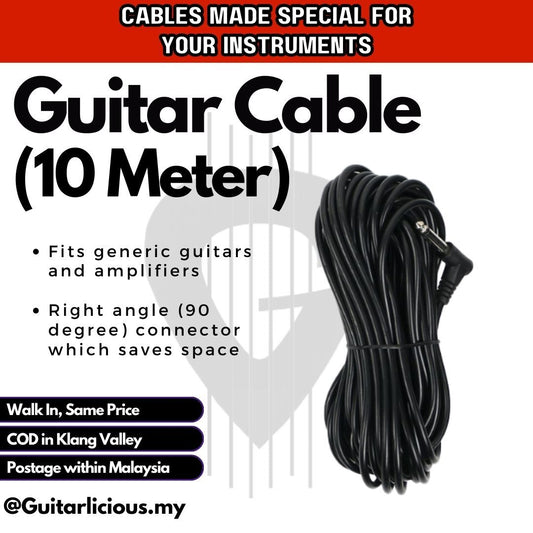 Instrument Cable for Acoustic, Electric, Bass Guitar, Effects Pedal (3m, 5m & 10m)