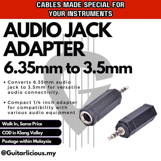 6.35mm Male to 3.5mm Female Stereo Audio Connector (1/4" Jack)