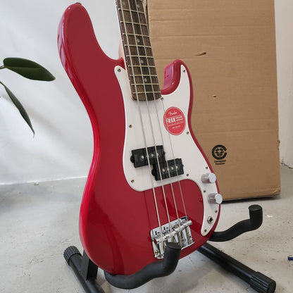 Squier by Fender Mini Short Scale Precision 4 String Bass Guitar, Laurel FB, Dakota Red