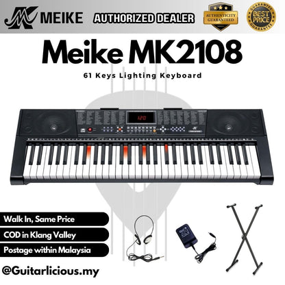 MEIKE 61 Keys Lighting Electric Keyboard - (MK2108 / MK 2108 / MK-2108)