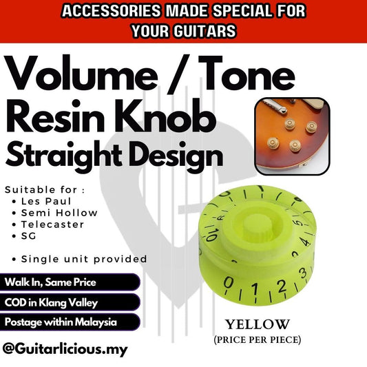 Multi-Colour Straight Resin Volume or Tone Knob for Les Paul, Semi Hollow, Telecaster, SG Electric Guitars