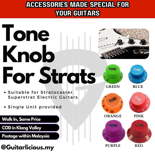 Multi-Colour Plastic Volume & Tone Knob for Stratocaster, Superstrat Electric Guitars