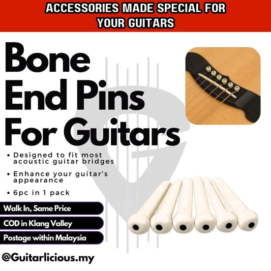 Acoustic Guitar End Pins (6 Pieces) - ( Ivory / Bone )