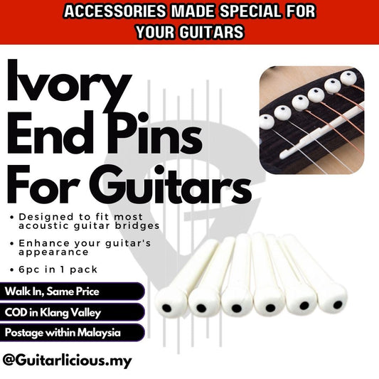 Acoustic Guitar End Pins (6 Pieces) - ( Ivory / Bone )