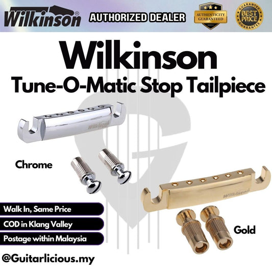 Wilkinson Chrome Tune-O-Matic Stop Tailpiece for Gibson/Epiphone Les Paul Style Guitar ( MX1817CR / MX1817GD / MX1817 )