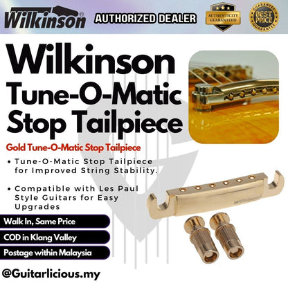 Wilkinson Chrome Tune-O-Matic Stop Tailpiece for Gibson/Epiphone Les Paul Style Guitar ( MX1817CR / MX1817GD / MX1817 )