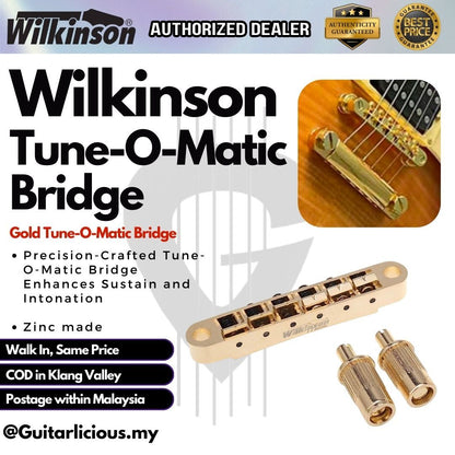 Wilkinson Chrome Tune-O-Matic Bridge for Epiphone Les Paul, SG, ES Electric Guitar ( MX1816CR / MX1816GD / MX1816 )