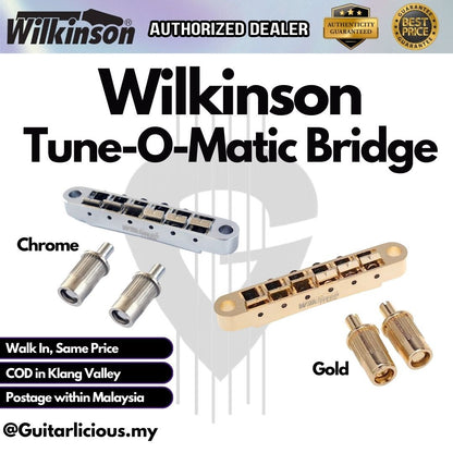 Wilkinson Chrome Tune-O-Matic Bridge for Epiphone Les Paul, SG, ES Electric Guitar ( MX1816CR / MX1816GD / MX1816 )