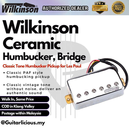 Wilkinson Classic Tone Ceramic PAF Style Humbucker Pickup for Les Paul Style Electric Guitar ( MX1768 / MX1769 )