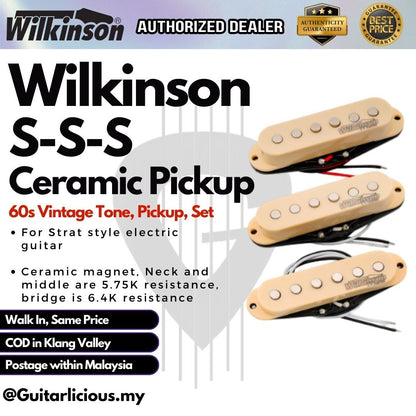 Wilkinson High Output 60s Vintage Tone Ceramic SSS Single Coil Strat Electric Guitar Pickup ( MX1501 / MX1502 / MX1503 )