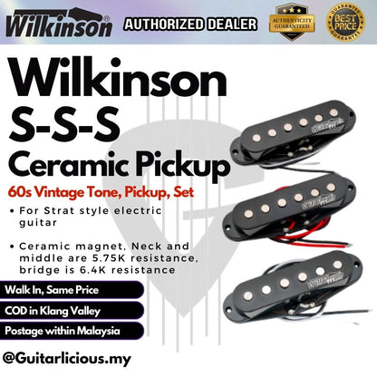 Wilkinson High Output 60s Vintage Tone Ceramic SSS Single Coil Strat Electric Guitar Pickup ( MX1501 / MX1502 / MX1503 )