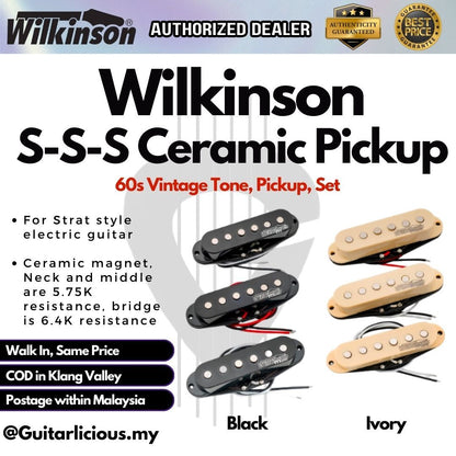 Wilkinson High Output 60s Vintage Tone Ceramic SSS Single Coil Strat Electric Guitar Pickup ( MX1501 / MX1502 / MX1503 )