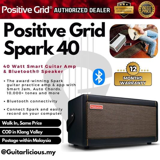 Positive Grid Spark Smart Guitar Amplifier , Black , 40 Watt Smart Guitar Amp & Bluetooth® Speaker ( Spark-40 )