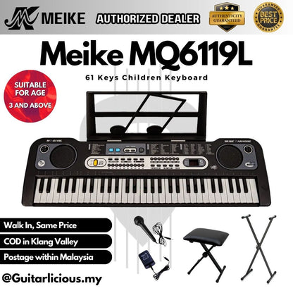 MEIKE 61 Keys Electronic Learning Keyboard with Lighting Keys ( MQ6119L / MQ-6119 / MQ 6119L )