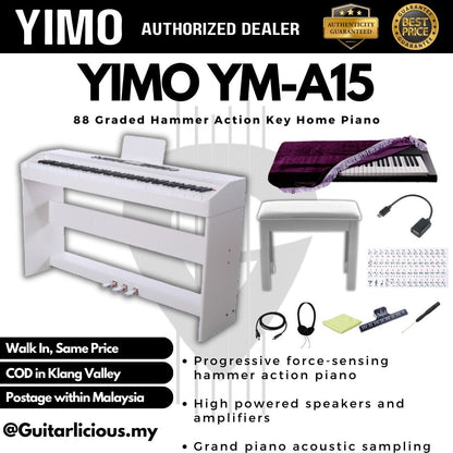 YM-A15 / 88 Keys Digital Piano with Hammer Action Keys & Triple Pedals, OVC Wood Grain , Three Pedals