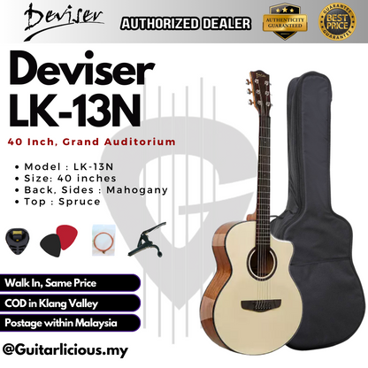 Deviser 40 inch Grand Auditorium Acoustic Guitar LK-13N ( LK13N / LK 13N / LK-13 )