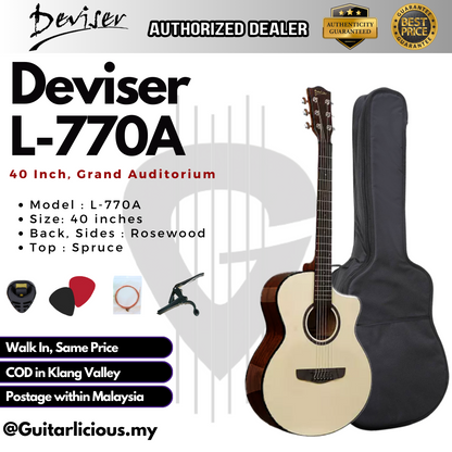 Deviser 40 inch Grand Auditorium Acoustic Guitar L-770A ( L770A / L 770 )