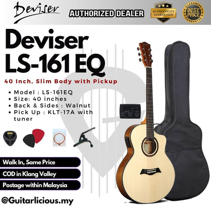 Deviser 40inch Slimbody Acoustic Guitar with EQ / Pick Up - All Natural ( LS-161-EQ / LS161 / LS-161 / EQ )