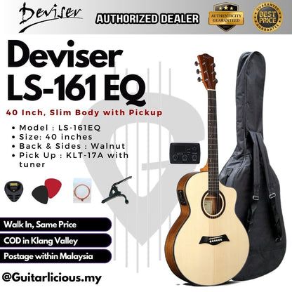 Deviser 40inch Slimbody Acoustic Guitar with EQ / Pick Up - All Natural ( LS-161-EQ / LS161 / LS-161 / EQ )