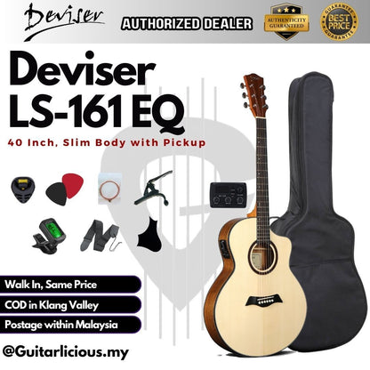 Deviser 40inch Slimbody Acoustic Guitar with EQ / Pick Up - All Natural ( LS-161-EQ / LS161 / LS-161 / EQ )