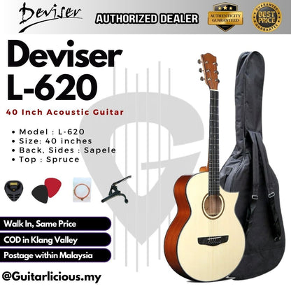 Deviser 40 inch Acoustic Guitar - All Natural ( L-620 / L620 / L 620 )