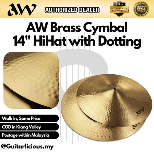 AW Brass Cymbal with Dotting Hihat / Crash / Splash ( 10inch / 14 inch / 16inch )