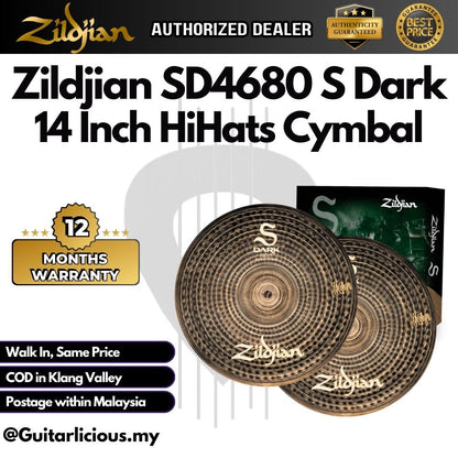 Zildjian SD4680 S Dark Cymbal Pack - 14" Hi-hats, 16" Crash, 18" Crash, 20" Ride ( S-Dark / ZILSD4680 )